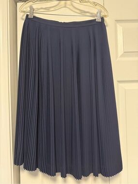 J. Crew Navy Pleated Midi Skirt